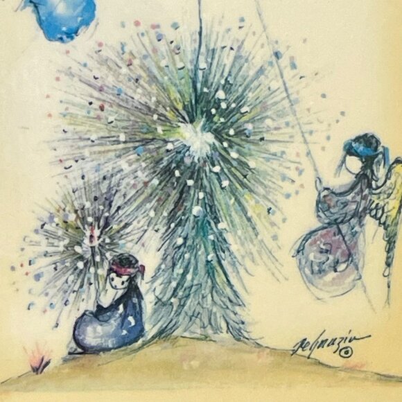 Vintage Signed Rafael Angel Ceramic Wall Art With Wooden Frame - Picture 4 of 16